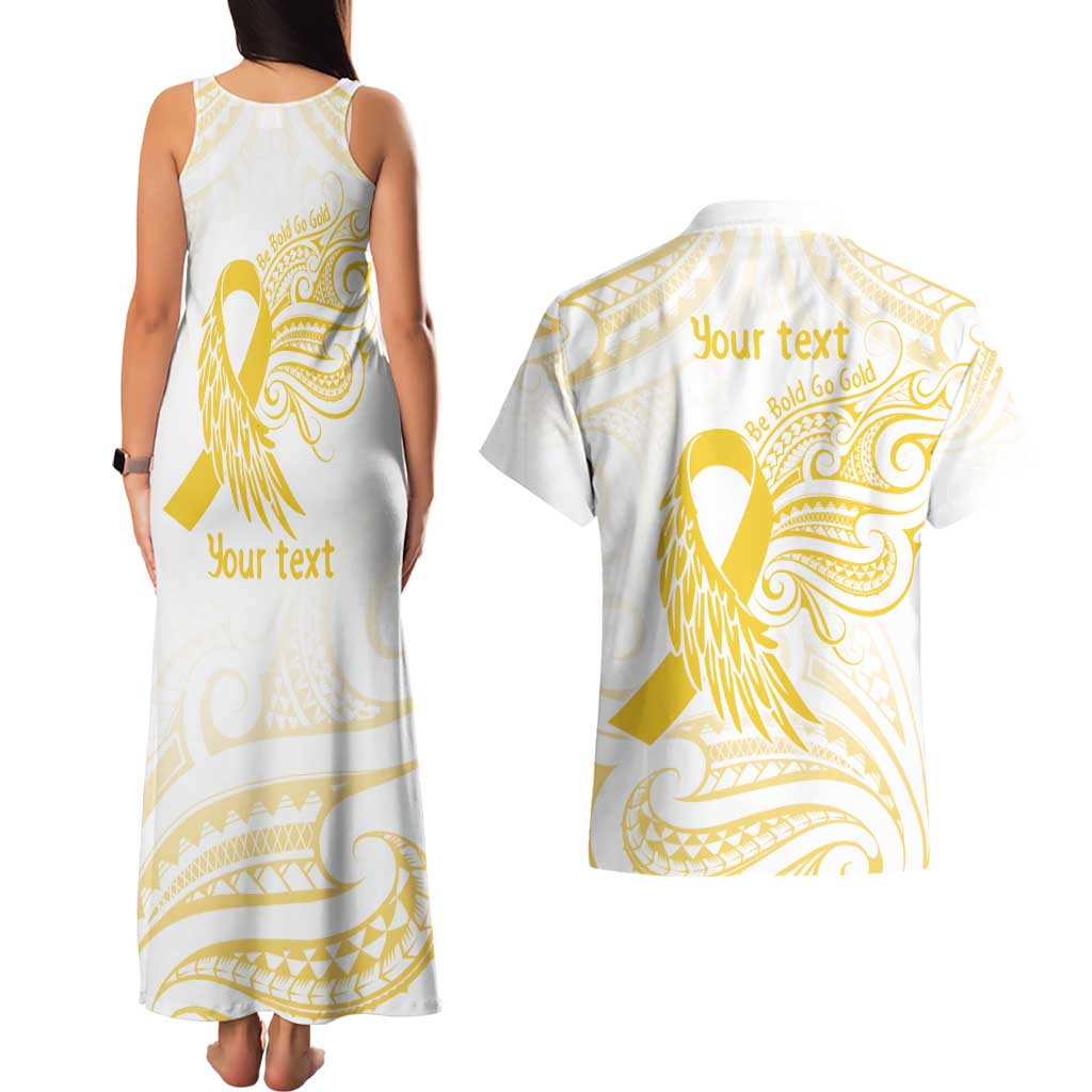 Be Bold Go Gold Polyneisan Ribbon Childhood Personalised Couples Matching Tank Maxi Dress and Hawaiian Shirt
