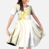 Be Bold Go Gold Polyneisan Ribbon Childhood Personalised Family Matching Long Sleeve Bodycon Dress and Hawaiian Shirt LT9 Daughter's Dress Gold - Polynesian Pride