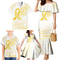 Be Bold Go Gold Polyneisan Ribbon Childhood Personalised Family Matching Mermaid Dress and Hawaiian Shirt LT9 - Polynesian Pride