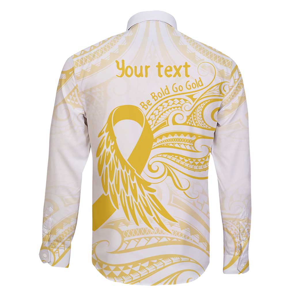 Be Bold Go Gold Polyneisan Ribbon Childhood Personalised Family Matching Short Sleeve Bodycon Dress and Hawaiian Shirt LT9 - Polynesian Pride