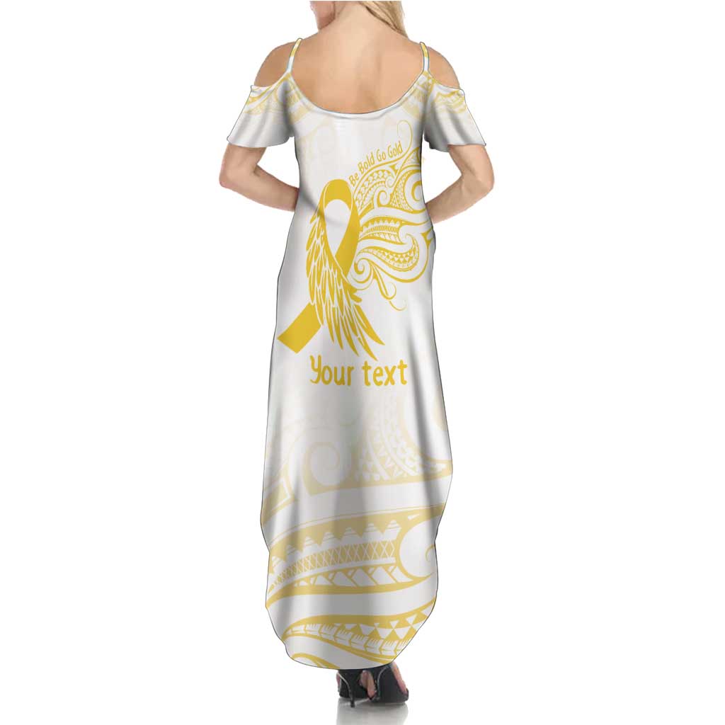 Be Bold Go Gold Polyneisan Ribbon Childhood Personalised Family Matching Summer Maxi Dress and Hawaiian Shirt LT9 - Polynesian Pride