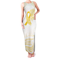Be Bold Go Gold Polyneisan Ribbon Childhood Personalised Family Matching Tank Maxi Dress and Hawaiian Shirt LT9 Mom's Dress Gold - Polynesian Pride