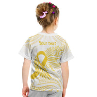 Be Bold Go Gold Polyneisan Ribbon Childhood Personalised Kid T Shirt