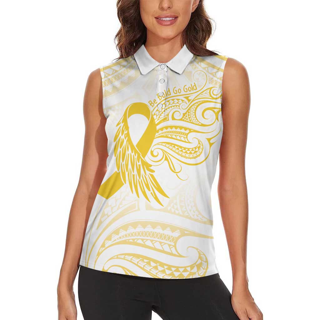 Be Bold Go Gold Polyneisan Ribbon Childhood Personalised Women Sleeveless Polo Shirt