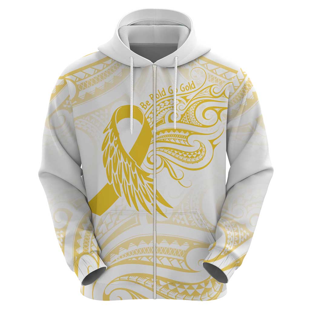 Be Bold Go Gold Polyneisan Ribbon Childhood Personalised Zip Hoodie LT9 - Polynesian Pride