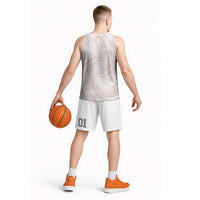 White Sunday Lotu Tamaiti Basketball Jersey Polynesian Wave Pastel Blush - Polynesian Pride