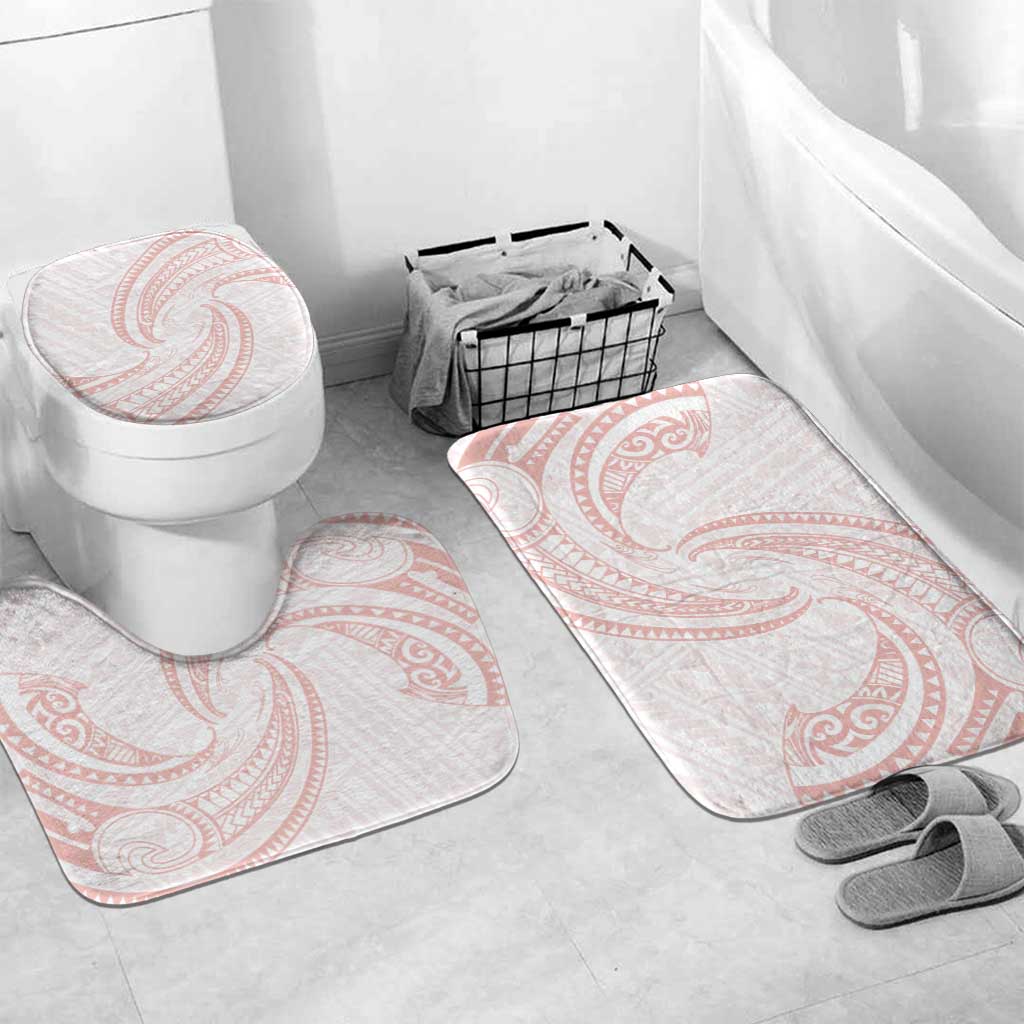 White Sunday Lotu Tamaiti Bathroom Set Polynesian Wave Pastel Blush - Polynesian Pride