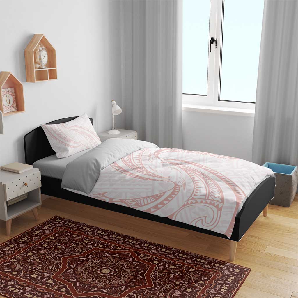 White Sunday Lotu Tamaiti Bedding Set Polynesian Wave Pastel Blush - Polynesian Pride