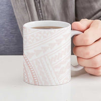 White Sunday Lotu Tamaiti Ceramic Mug Polynesian Wave Pastel Blush - Polynesian Pride