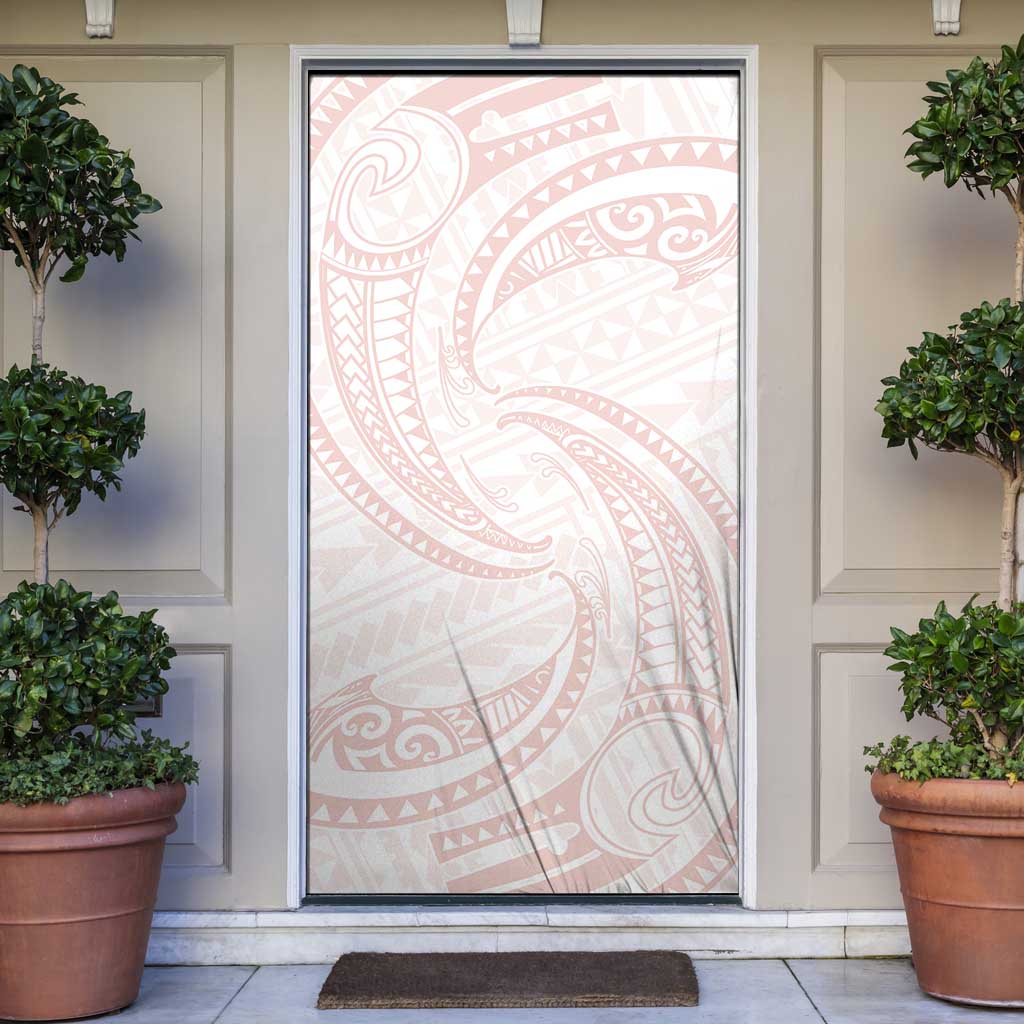 White Sunday Lotu Tamaiti Door Cover Polynesian Wave Pastel Blush LT9 Blush - Polynesian Pride