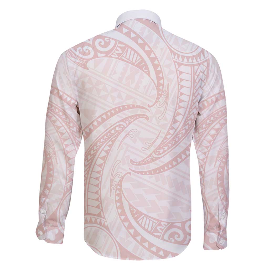 White Sunday Lotu Tamaiti Family Matching Mermaid Dress and Hawaiian Shirt Polynesian Wave Pastel Blush LT9 - Polynesian Pride