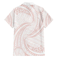 White Sunday Lotu Tamaiti Family Matching Off The Shoulder Long Sleeve Dress and Hawaiian Shirt Polynesian Wave Pastel Blush LT9 - Polynesian Pride