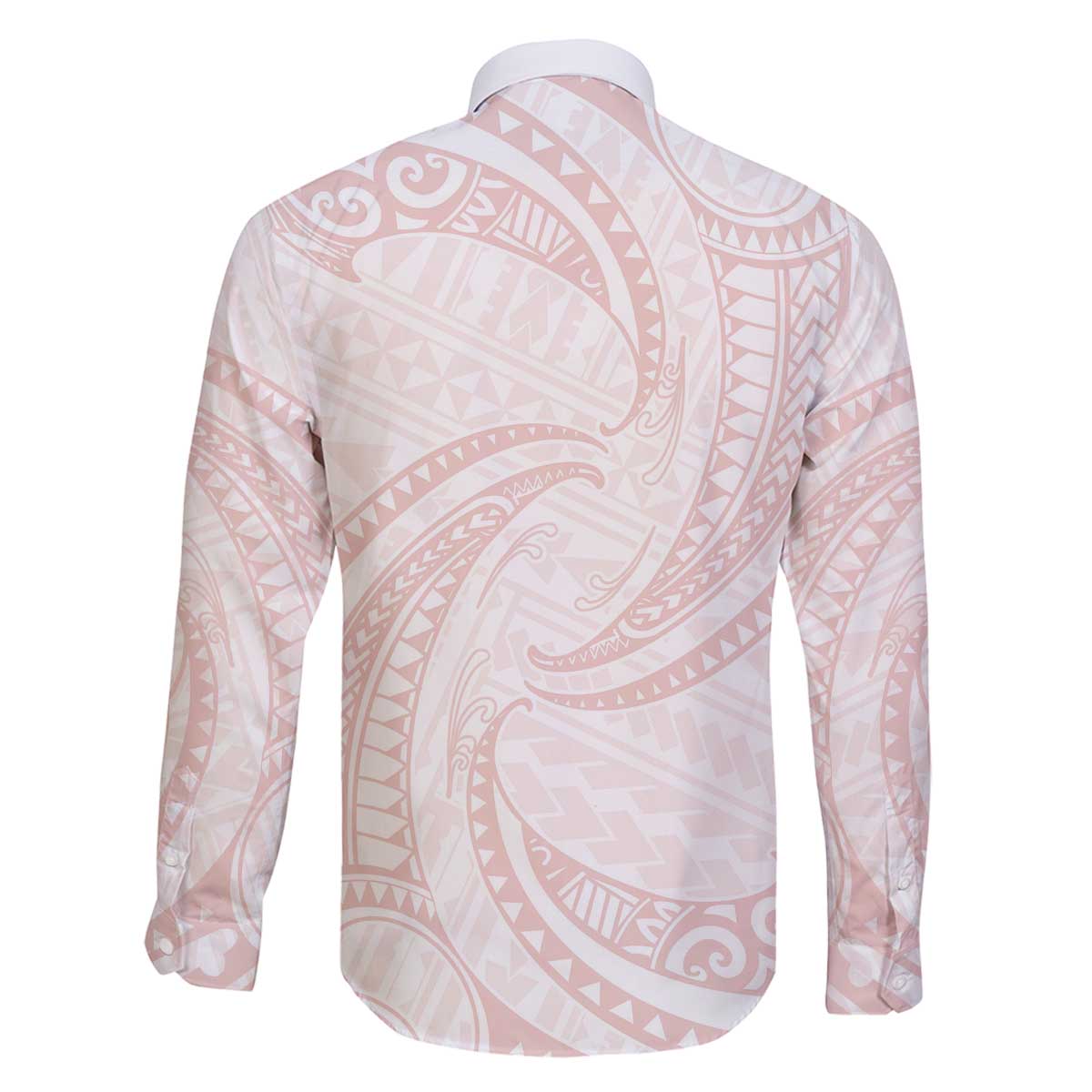 White Sunday Lotu Tamaiti Family Matching Off The Shoulder Long Sleeve Dress and Hawaiian Shirt Polynesian Wave Pastel Blush LT9 - Polynesian Pride