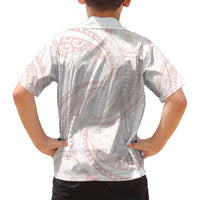 White Sunday Lotu Tamaiti Family Matching Puletasi and Hawaiian Shirt Polynesian Wave Pastel Blush LT9 - Polynesian Pride