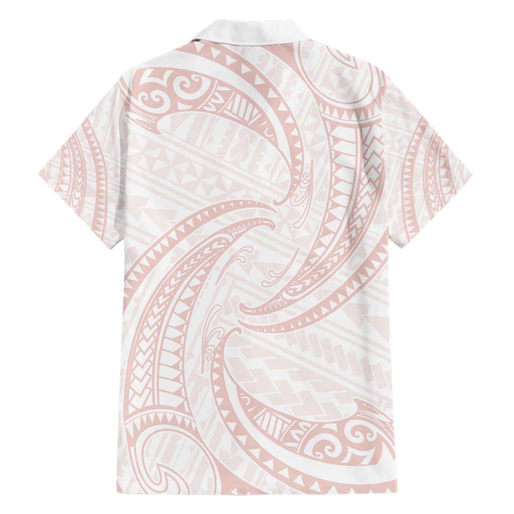White Sunday Lotu Tamaiti Family Matching Short Sleeve Bodycon Dress and Hawaiian Shirt Polynesian Wave Pastel Blush LT9 - Polynesian Pride