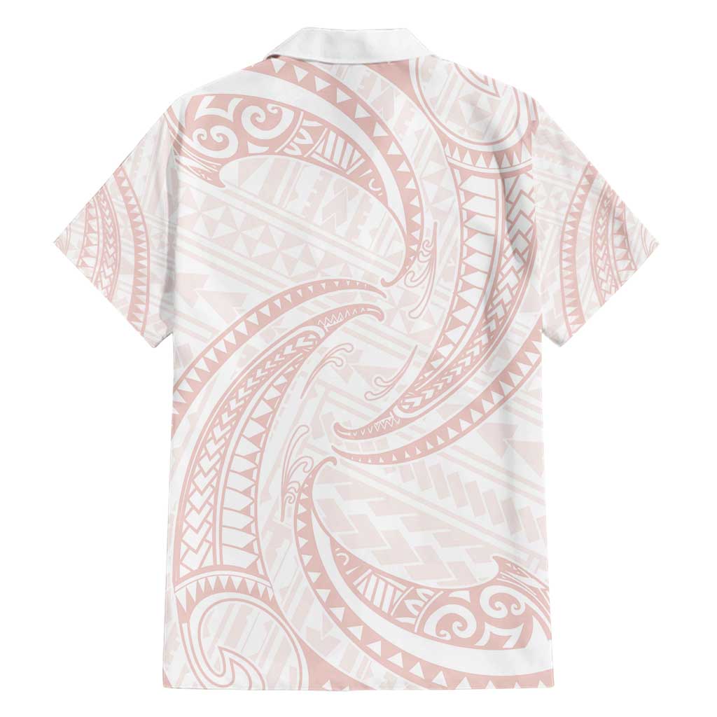 White Sunday Lotu Tamaiti Family Matching Summer Maxi Dress and Hawaiian Shirt Polynesian Wave Pastel Blush LT9 - Polynesian Pride