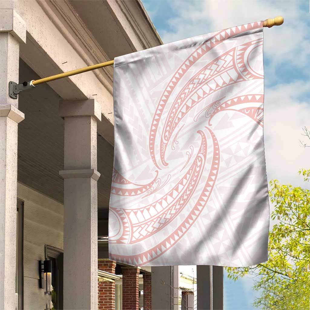 White Sunday Lotu Tamaiti Garden Flag Polynesian Wave Pastel Blush - Polynesian Pride
