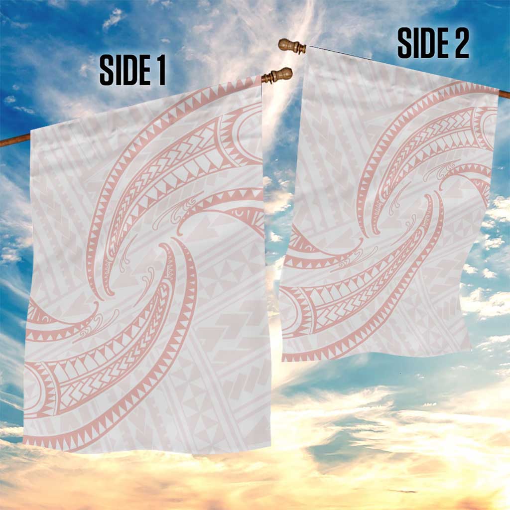 White Sunday Lotu Tamaiti Garden Flag Polynesian Wave Pastel Blush - Polynesian Pride