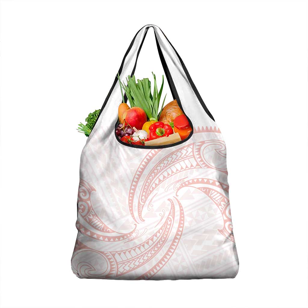 White Sunday Lotu Tamaiti Grocery Bag Polynesian Wave Pastel Blush LT9 1-pack One Size Blush - Polynesian Pride
