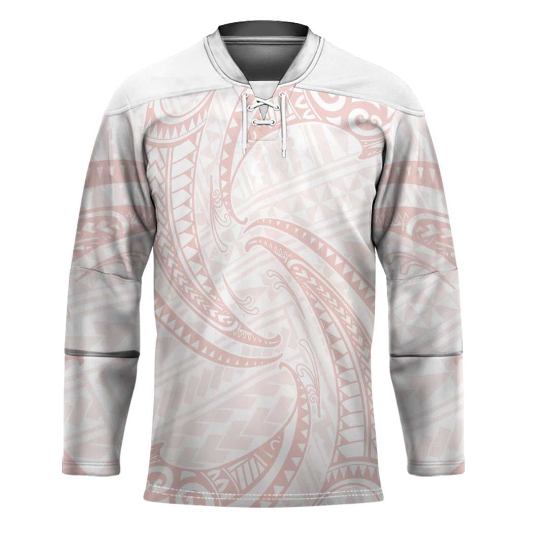 White Sunday Lotu Tamaiti Hockey Jersey Polynesian Wave Pastel Blush - Polynesian Pride