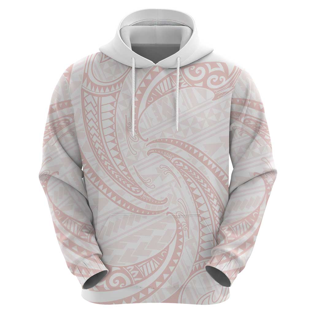 White Sunday Lotu Tamaiti Hoodie Polynesian Wave Pastel Blush - Polynesian Pride