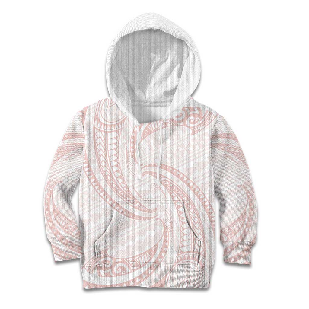 White Sunday Lotu Tamaiti Kid Hoodie Polynesian Wave Pastel Blush LT9 Hoodie Blush - Polynesian Pride