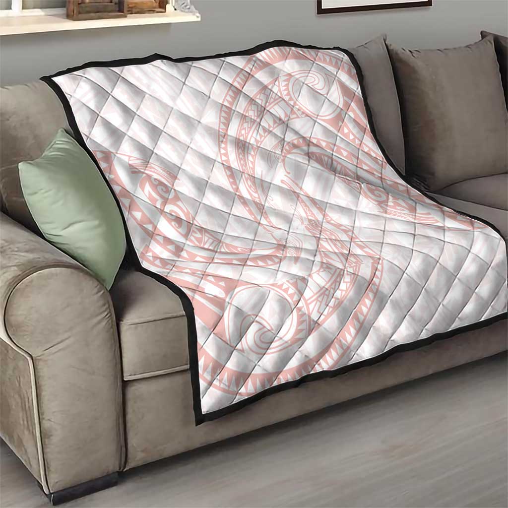 White Sunday Lotu Tamaiti Quilt Polynesian Wave Pastel Blush - Polynesian Pride