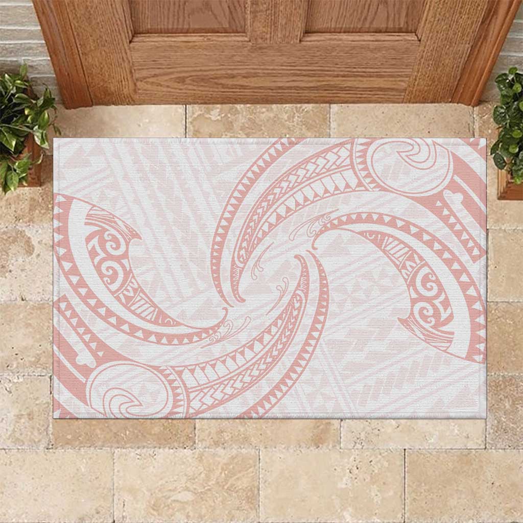 White Sunday Lotu Tamaiti Rubber Doormat Polynesian Wave Pastel Blush LT9 Blush - Polynesian Pride