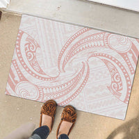White Sunday Lotu Tamaiti Rubber Doormat Polynesian Wave Pastel Blush - Polynesian Pride