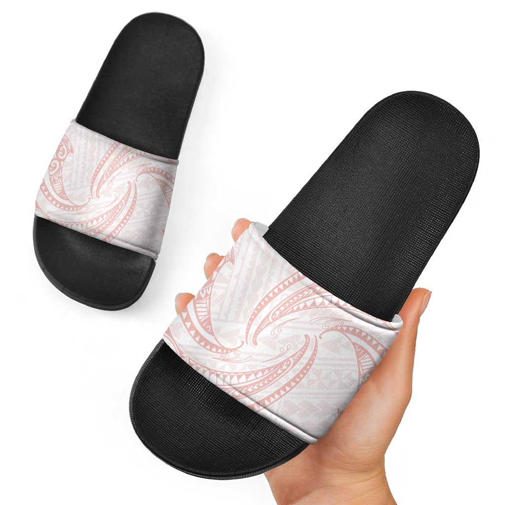 White Sunday Lotu Tamaiti Slide Sandals Polynesian Wave Pastel Blush - Polynesian Pride
