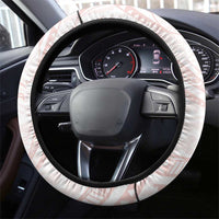 White Sunday Lotu Tamaiti Steering Wheel Cover Polynesian Wave Pastel Blush - Polynesian Pride