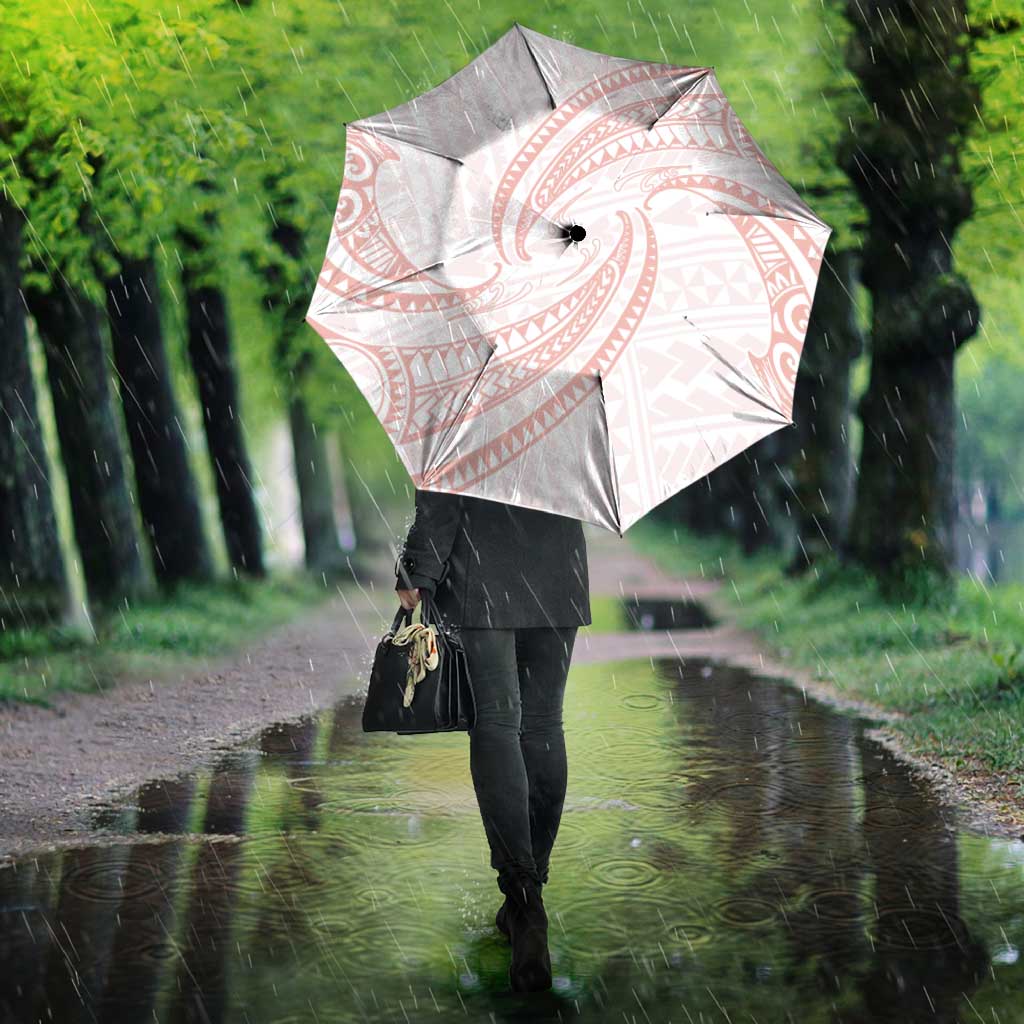 White Sunday Lotu Tamaiti Umbrella Polynesian Wave Pastel Blush - Polynesian Pride