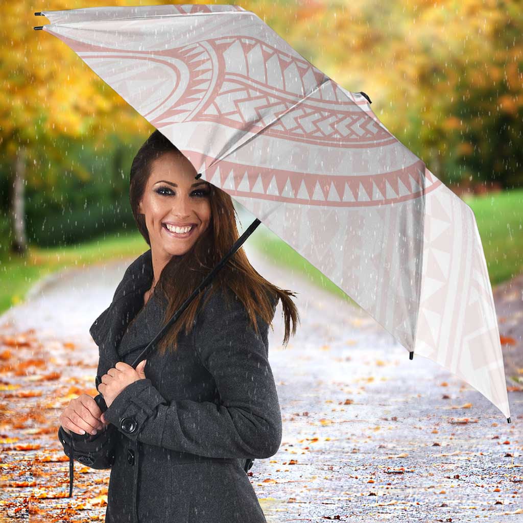 White Sunday Lotu Tamaiti Umbrella Polynesian Wave Pastel Blush - Polynesian Pride