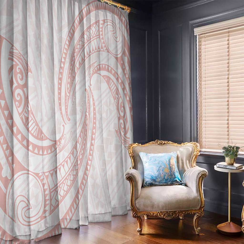 White Sunday Lotu Tamaiti Window Curtain Polynesian Wave Pastel Blush - Polynesian Pride