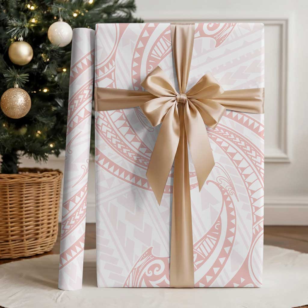 White Sunday Lotu Tamaiti Wrapping Paper Polynesian Wave Pastel Blush - Polynesian Pride