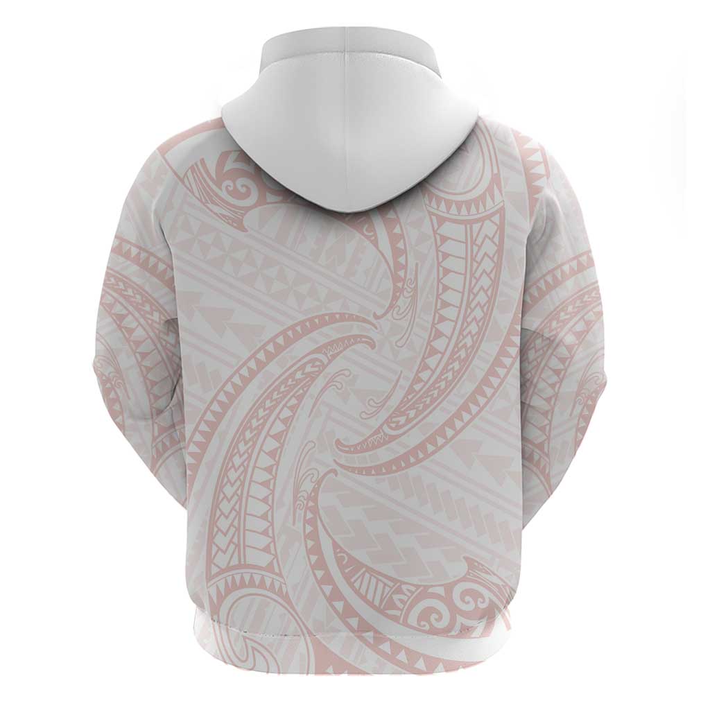 White Sunday Lotu Tamaiti Zip Hoodie Polynesian Wave Pastel Blush LT9 - Polynesian Pride