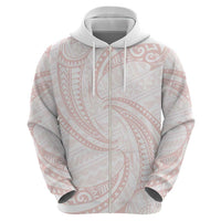White Sunday Lotu Tamaiti Zip Hoodie Polynesian Wave Pastel Blush LT9 - Polynesian Pride