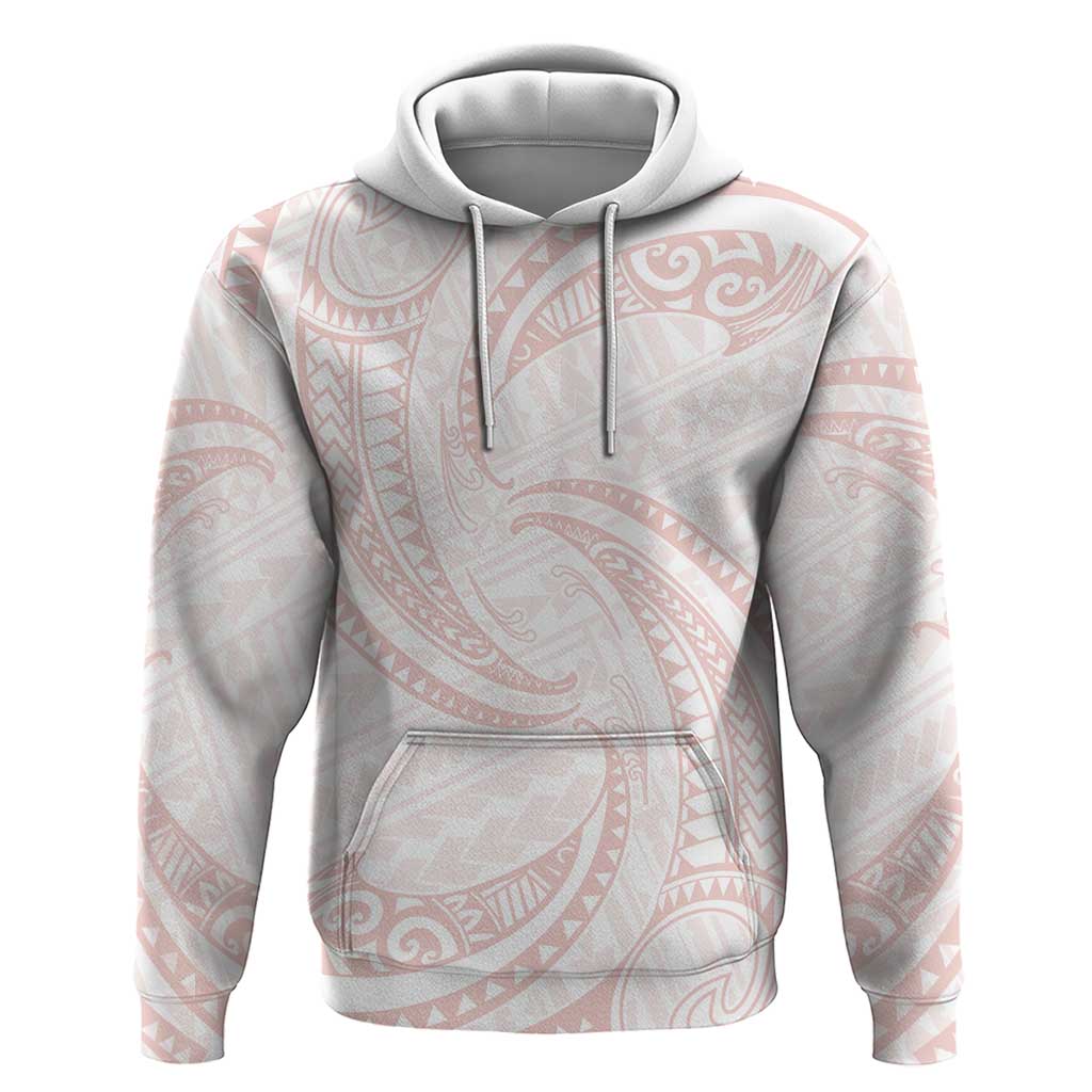 White Sunday Lotu Tamaiti Zip Hoodie Polynesian Wave Pastel Blush LT9 Pullover Hoodie Blush - Polynesian Pride