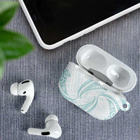 White Sunday Lotu Tamaiti AirPods Case Polynesian Wave Pastel Cyan - Polynesian Pride