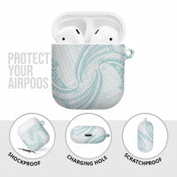 White Sunday Lotu Tamaiti AirPods Case Polynesian Wave Pastel Cyan - Polynesian Pride
