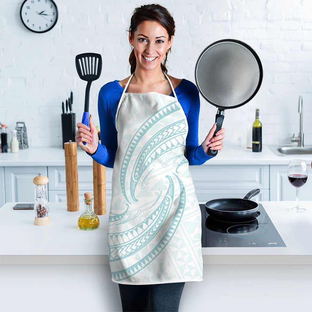 White Sunday Lotu Tamaiti Apron Polynesian Wave Pastel Cyan - Polynesian Pride