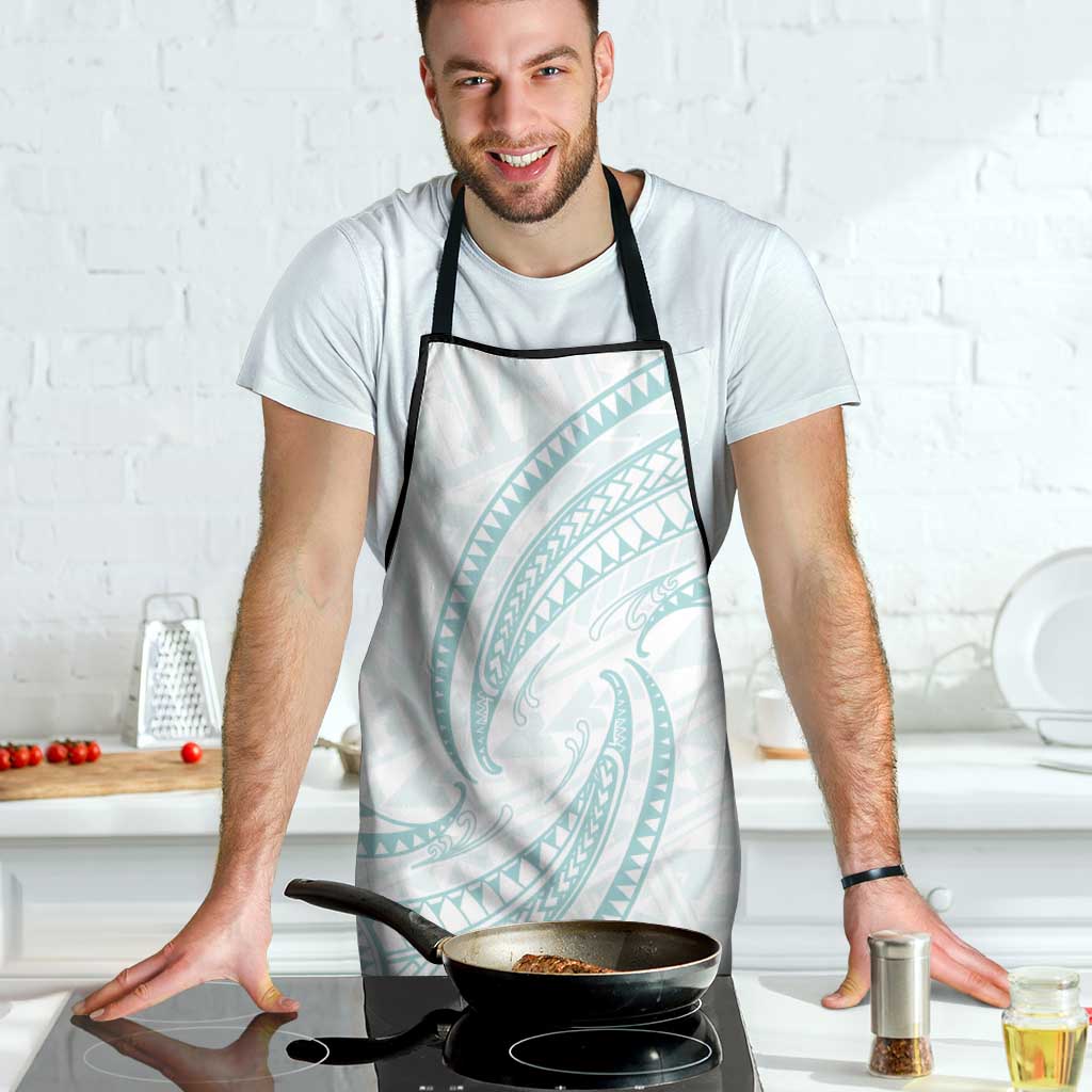 White Sunday Lotu Tamaiti Apron Polynesian Wave Pastel Cyan - Polynesian Pride