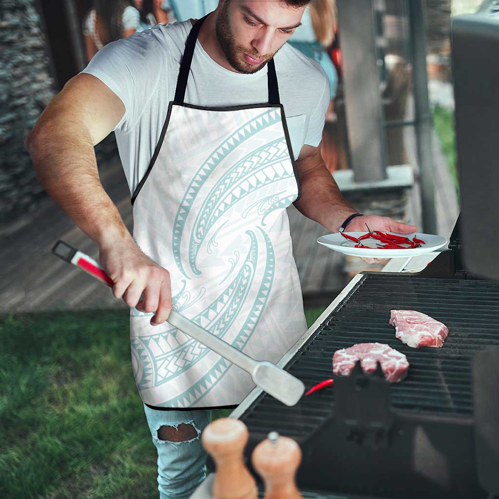White Sunday Lotu Tamaiti Apron Polynesian Wave Pastel Cyan - Polynesian Pride