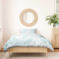 White Sunday Lotu Tamaiti Bedding Set Polynesian Wave Pastel Cyan - Polynesian Pride