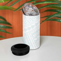 White Sunday Lotu Tamaiti 4 in 1 Can Cooler Tumbler Polynesian Wave Pastel Cyan - Polynesian Pride