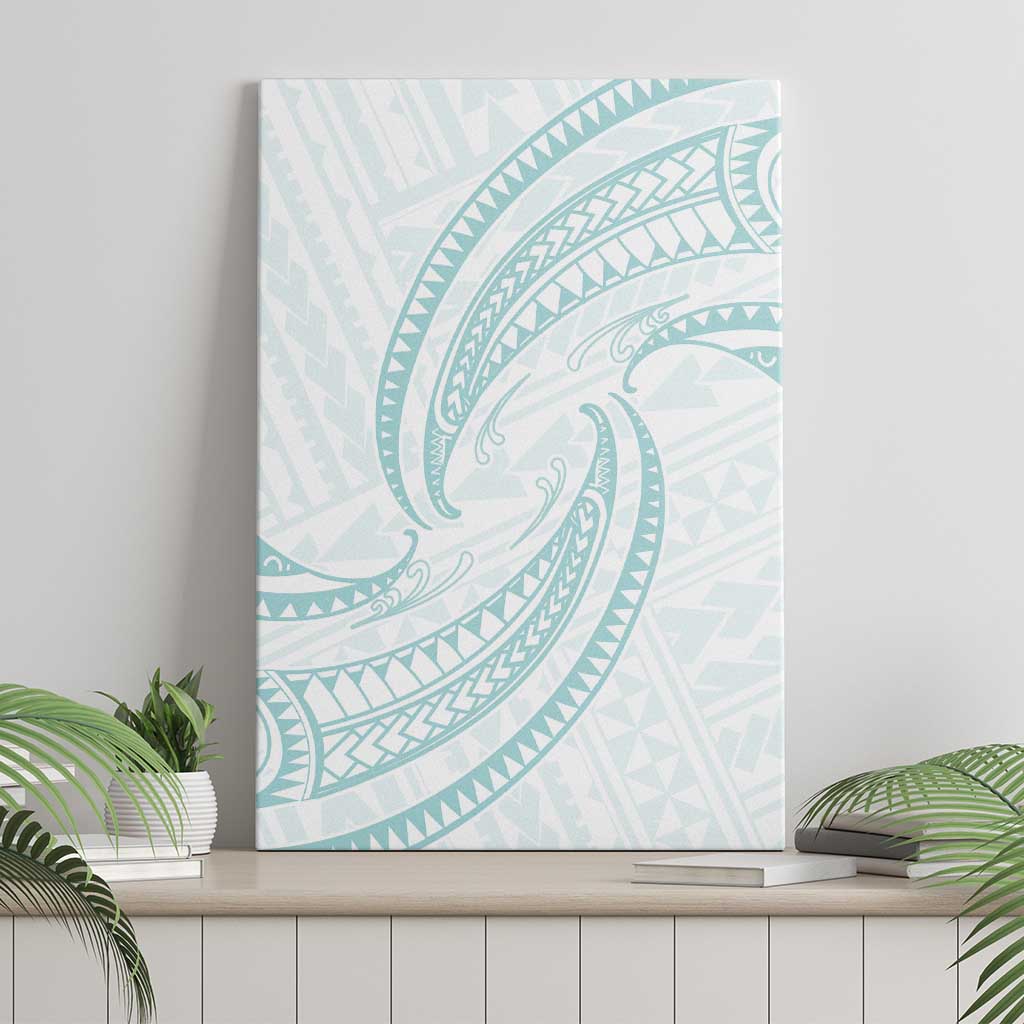 White Sunday Lotu Tamaiti Canvas Wall Art Polynesian Wave Pastel Cyan LT9 - Polynesian Pride
