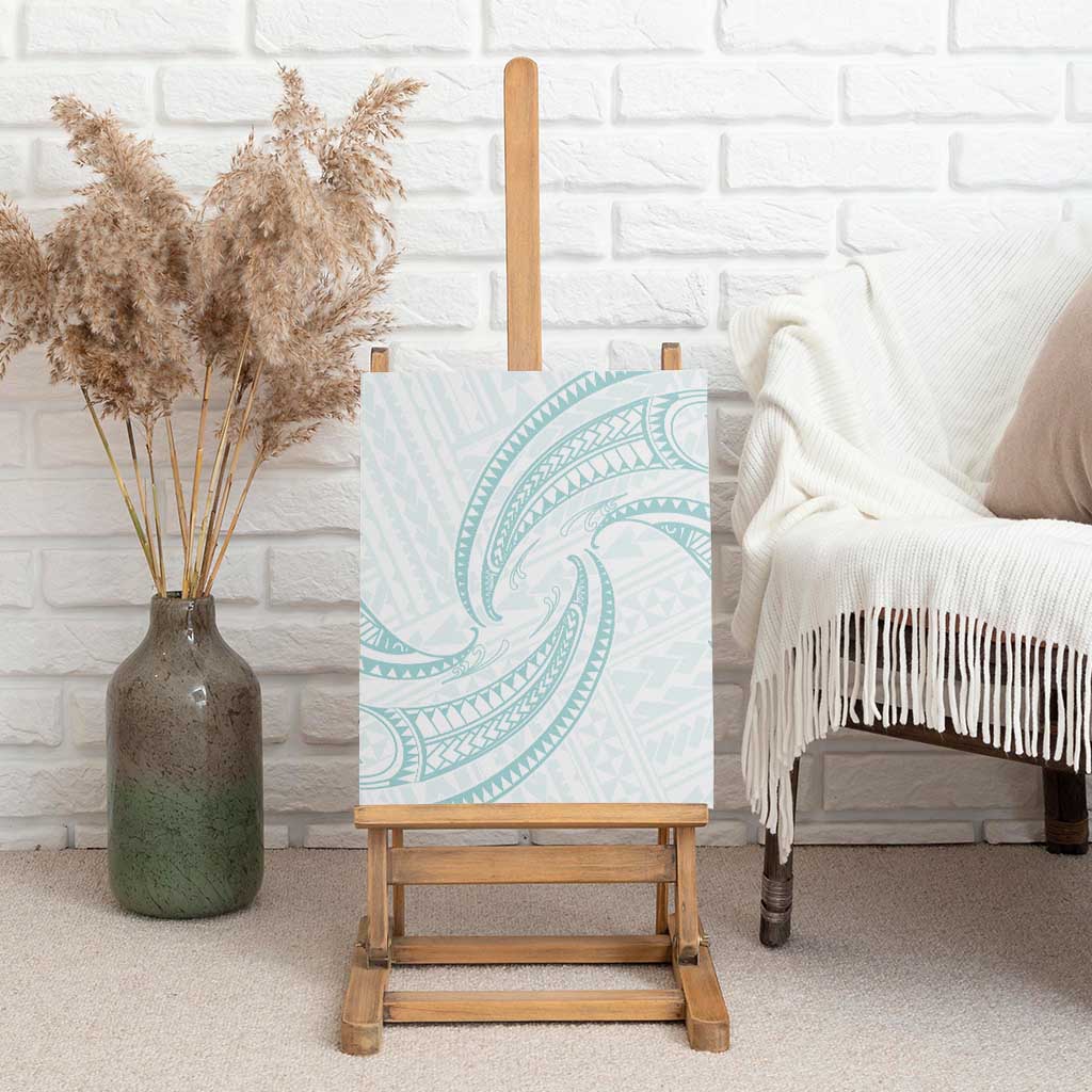 White Sunday Lotu Tamaiti Canvas Wall Art Polynesian Wave Pastel Cyan LT9 - Polynesian Pride