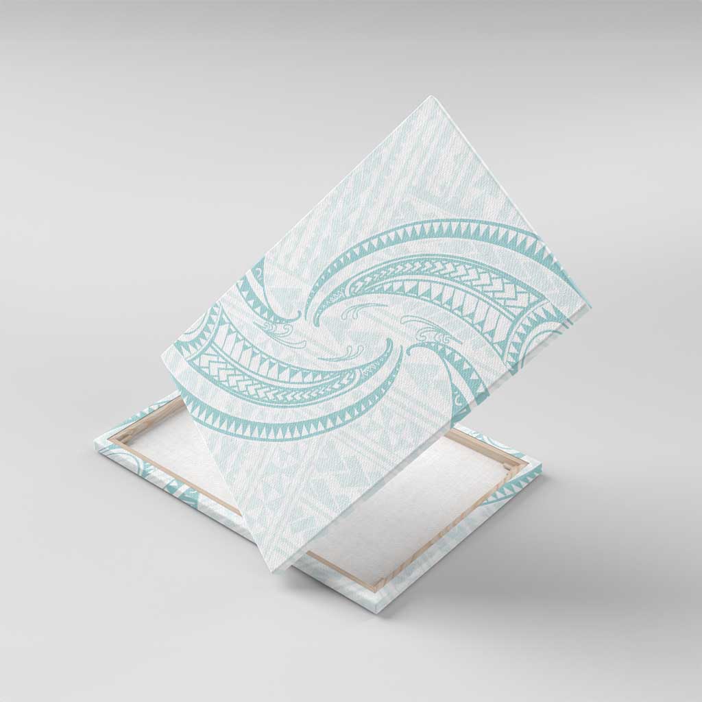 White Sunday Lotu Tamaiti Canvas Wall Art Polynesian Wave Pastel Cyan LT9 With Frame Cyan - Polynesian Pride