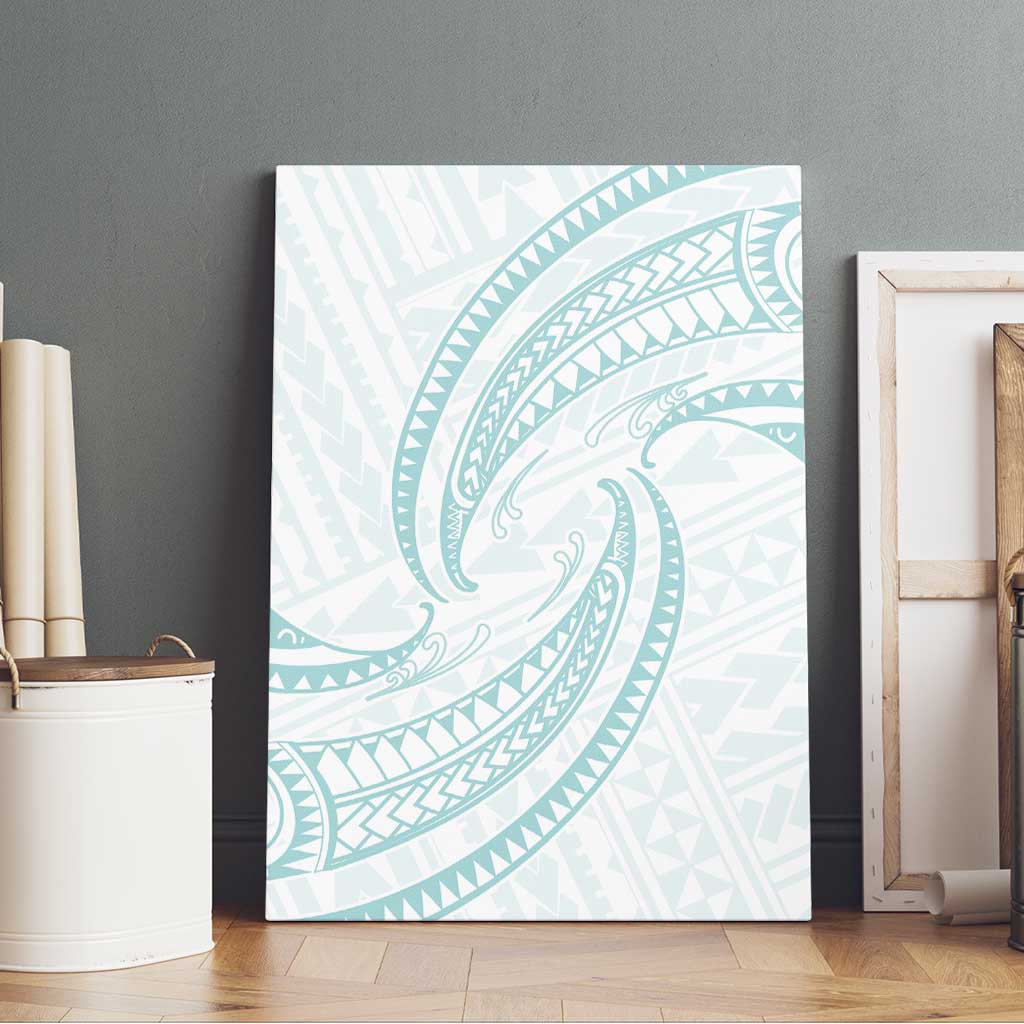 White Sunday Lotu Tamaiti Canvas Wall Art Polynesian Wave Pastel Cyan LT9 - Polynesian Pride