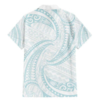 White Sunday Lotu Tamaiti Family Matching Mermaid Dress and Hawaiian Shirt Polynesian Wave Pastel Cyan LT9 - Polynesian Pride
